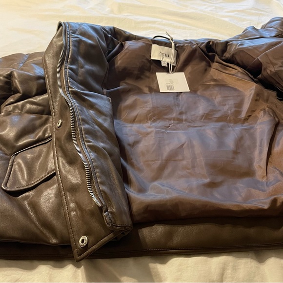 Pistola Denim Donovan Faux‎ Leather Puffer Brown Jacket - Picture 15 of 16